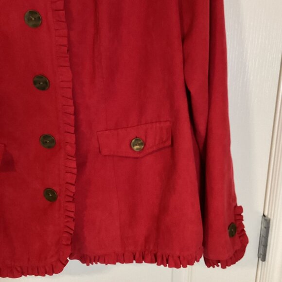 Denver Hayes Women's Red Faux Suede Jacket Blazer Size XL - Picture 5 of 10